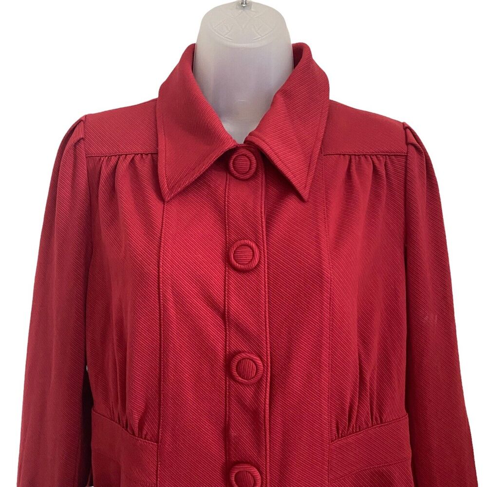 Cabi Small Jacket Snap Button Front Red Textured Collared Pockets - Picture 5 of 11